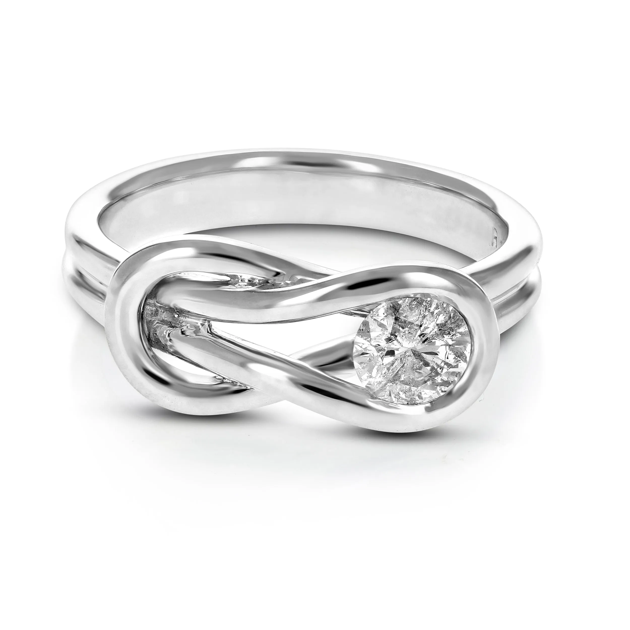 0.45 cttw Diamond Knot Ring 14K White Gold Solitaire Engagement Bridal