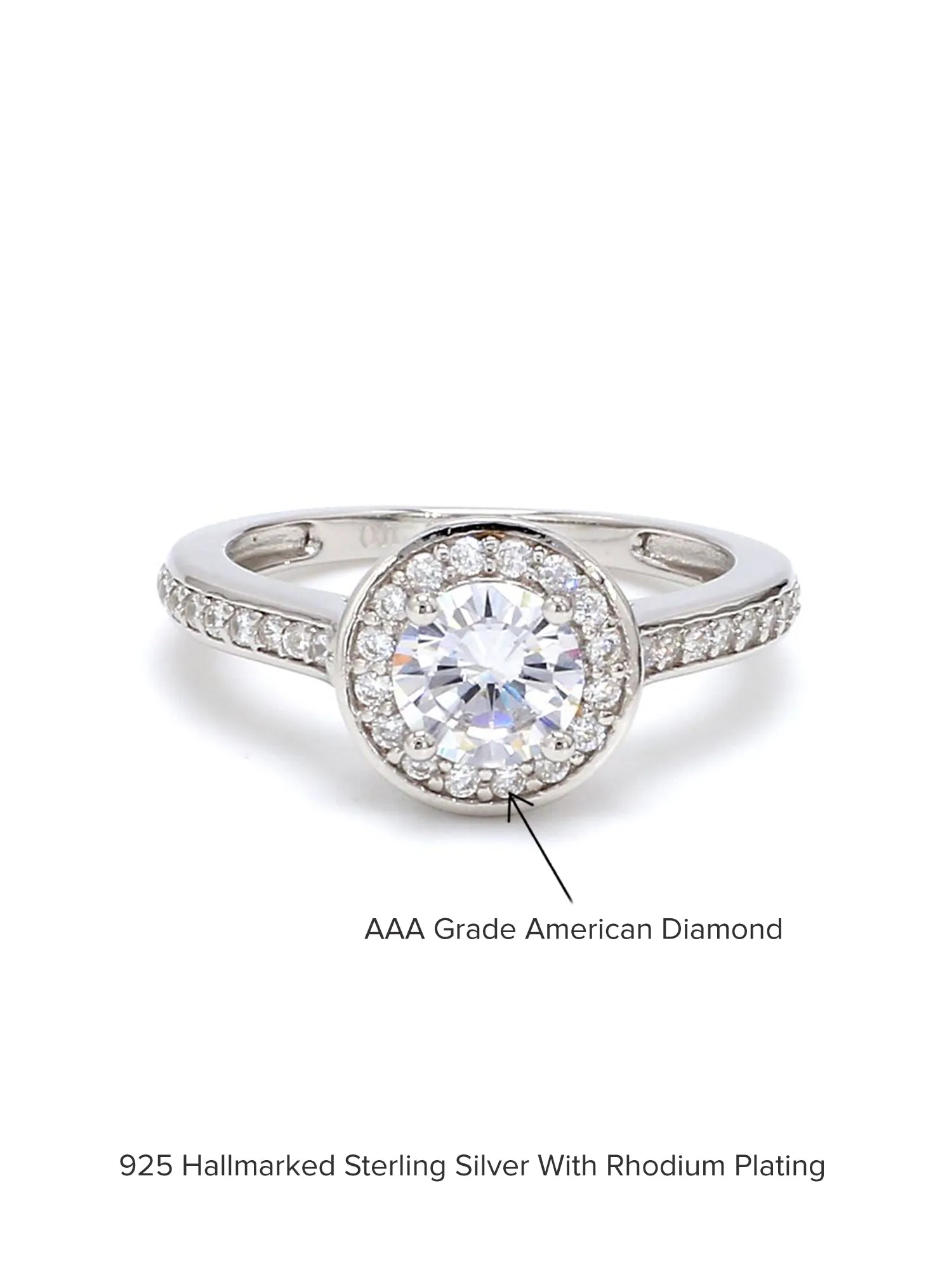 0.75 Carat American Diamond 925 Silver Halo Ring