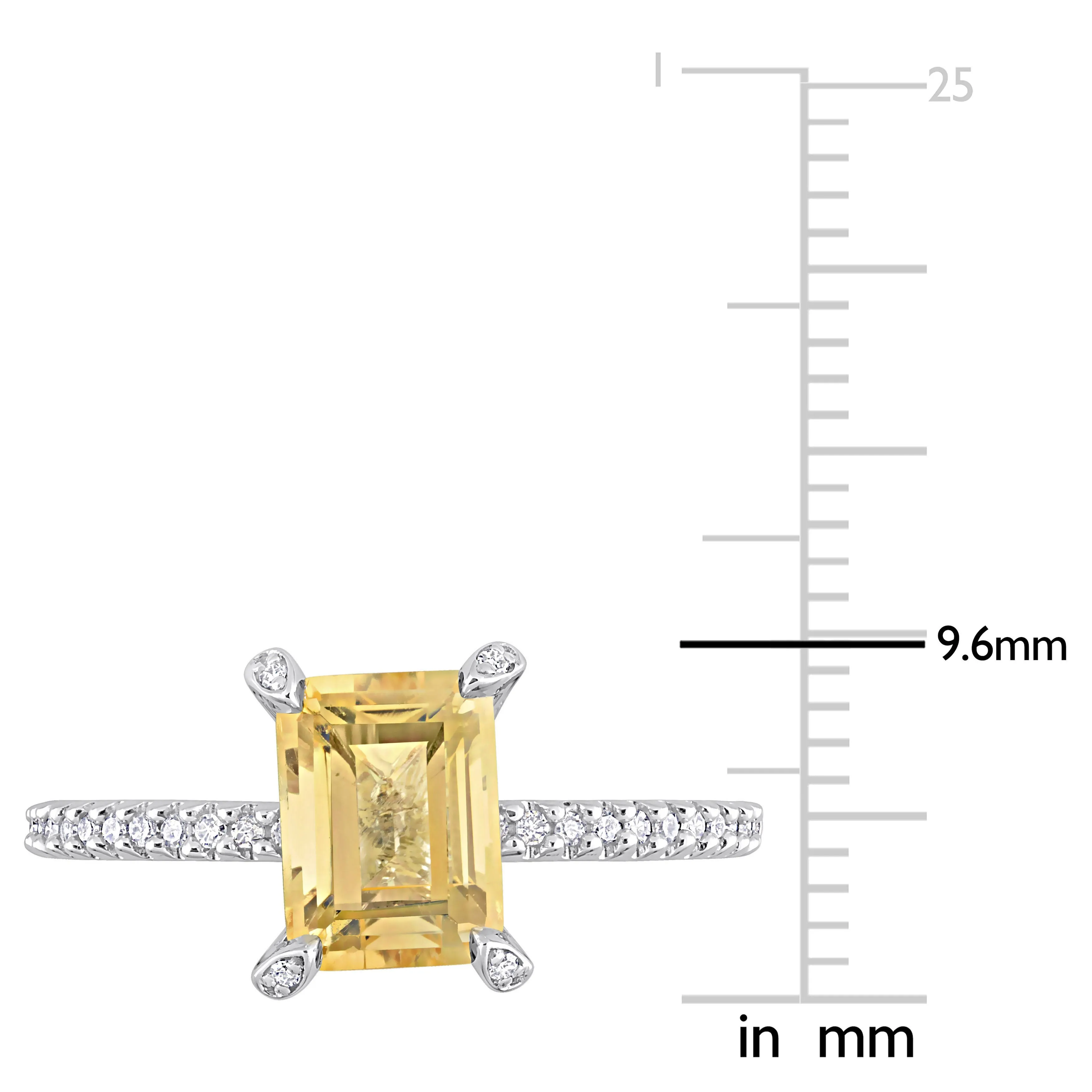 1 1/2 CT TGW Citrine and 1/10 CT TW Diamond Octagon Ring in 10k White Gold