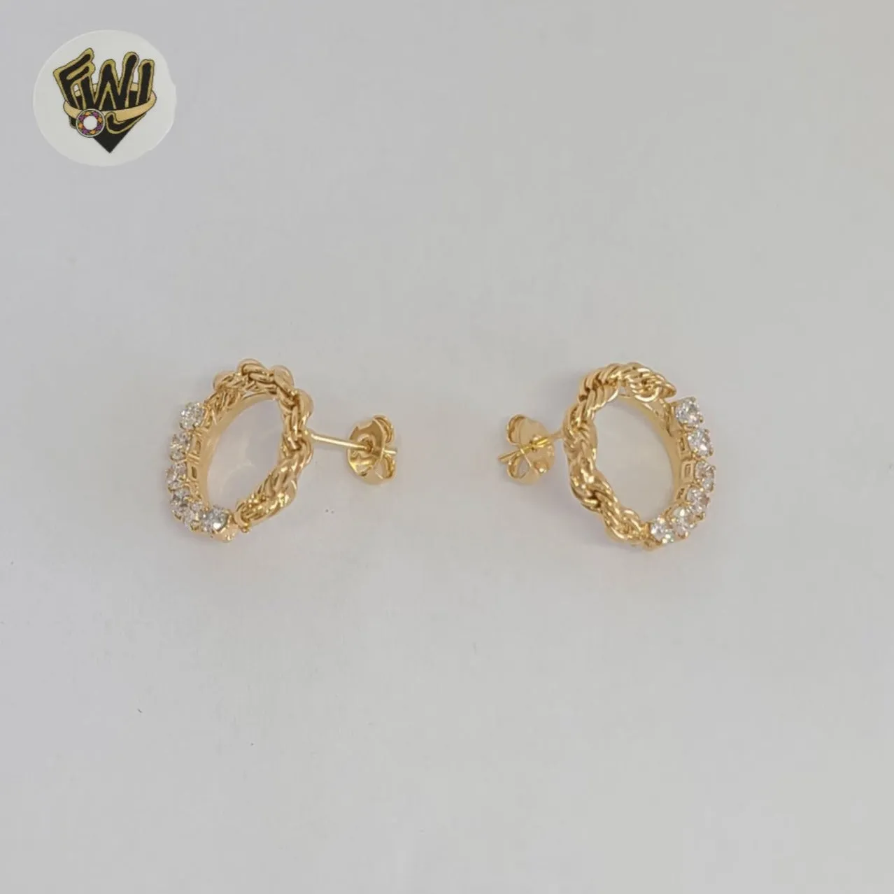 (1-1218-8) Gold Laminate - Stud Zircon Earrings - BGF