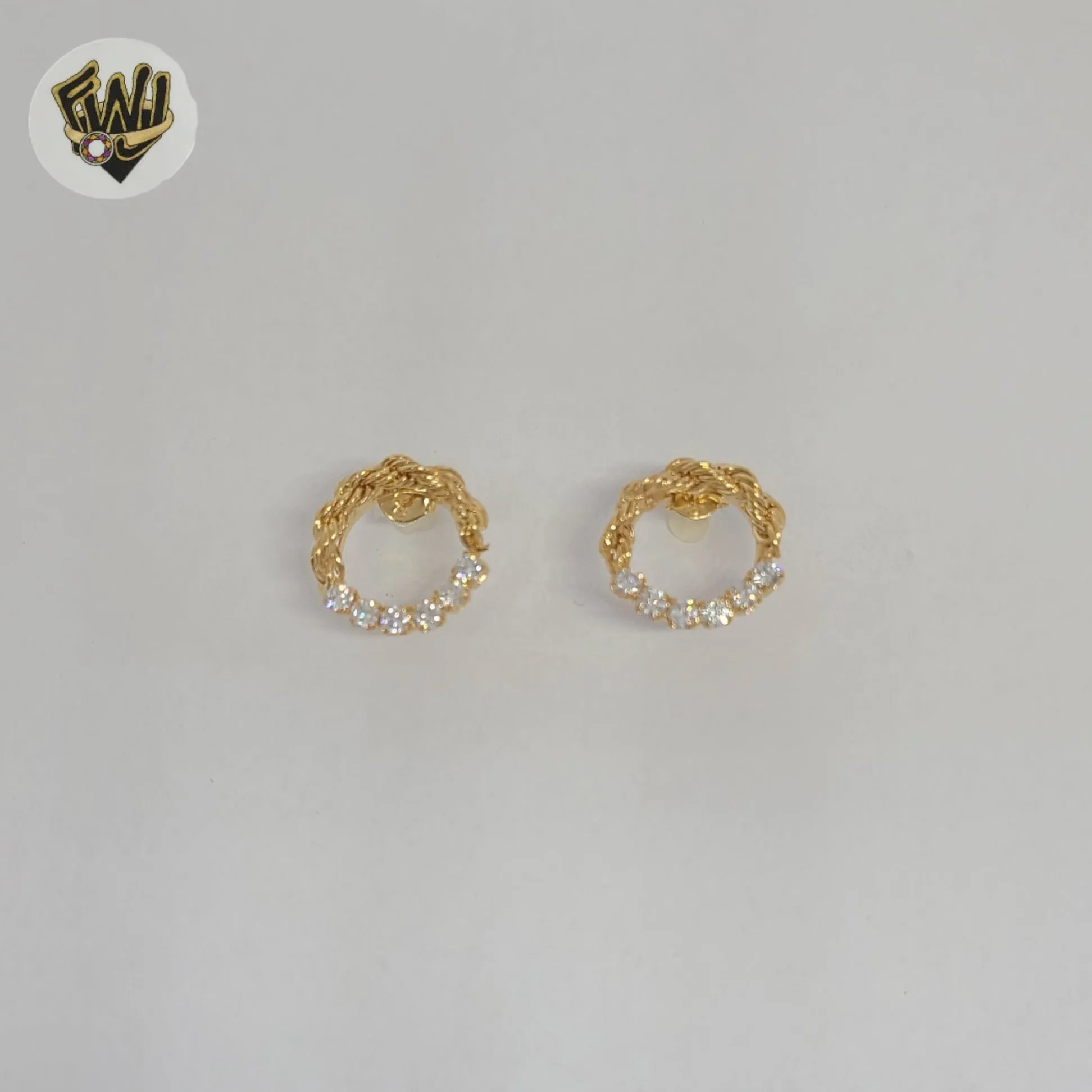 (1-1218-8) Gold Laminate - Stud Zircon Earrings - BGF