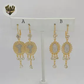 (1-1242-7) Gold Laminate - Two Tones Religious Earrings - BGF