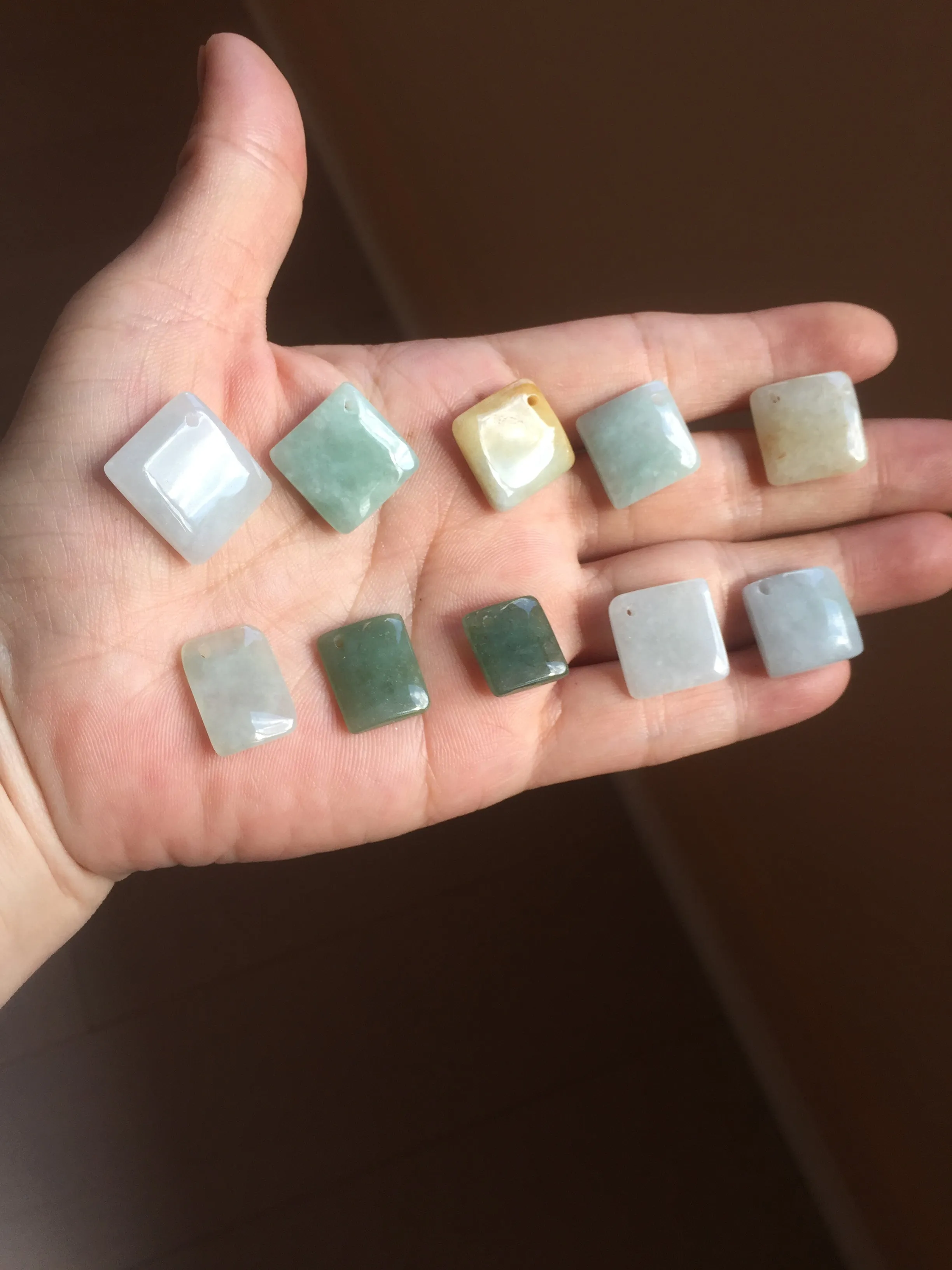 100% Natural type A  light green/yellow square or rectangle Jadeite Jade safe and sound pendant group BP62