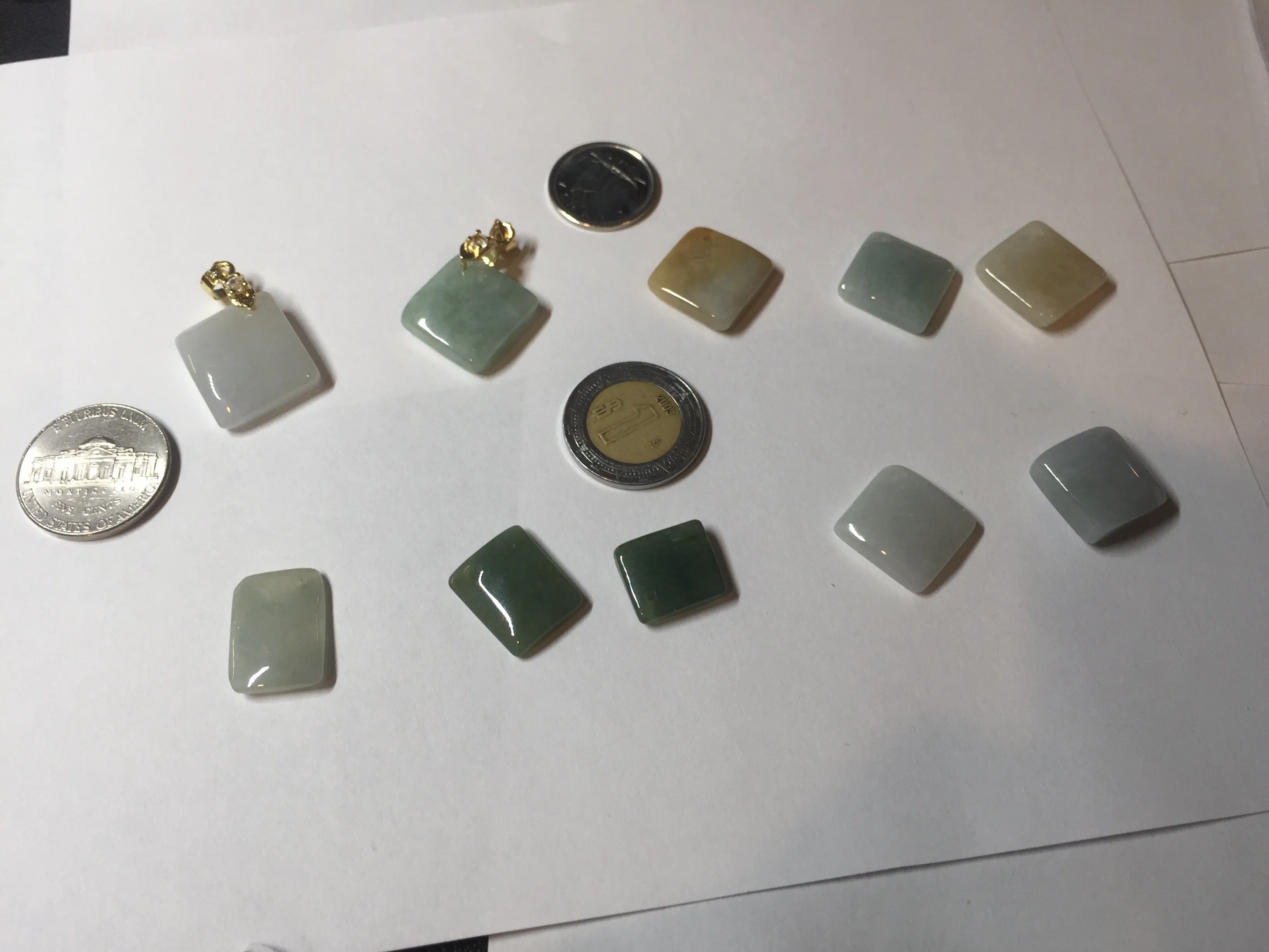 100% Natural type A  light green/yellow square or rectangle Jadeite Jade safe and sound pendant group BP62