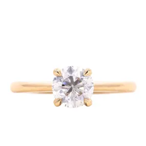 1.01ct Round Light Grey Diamond Hidden Halo Solitaire in 14k Yellow Gold