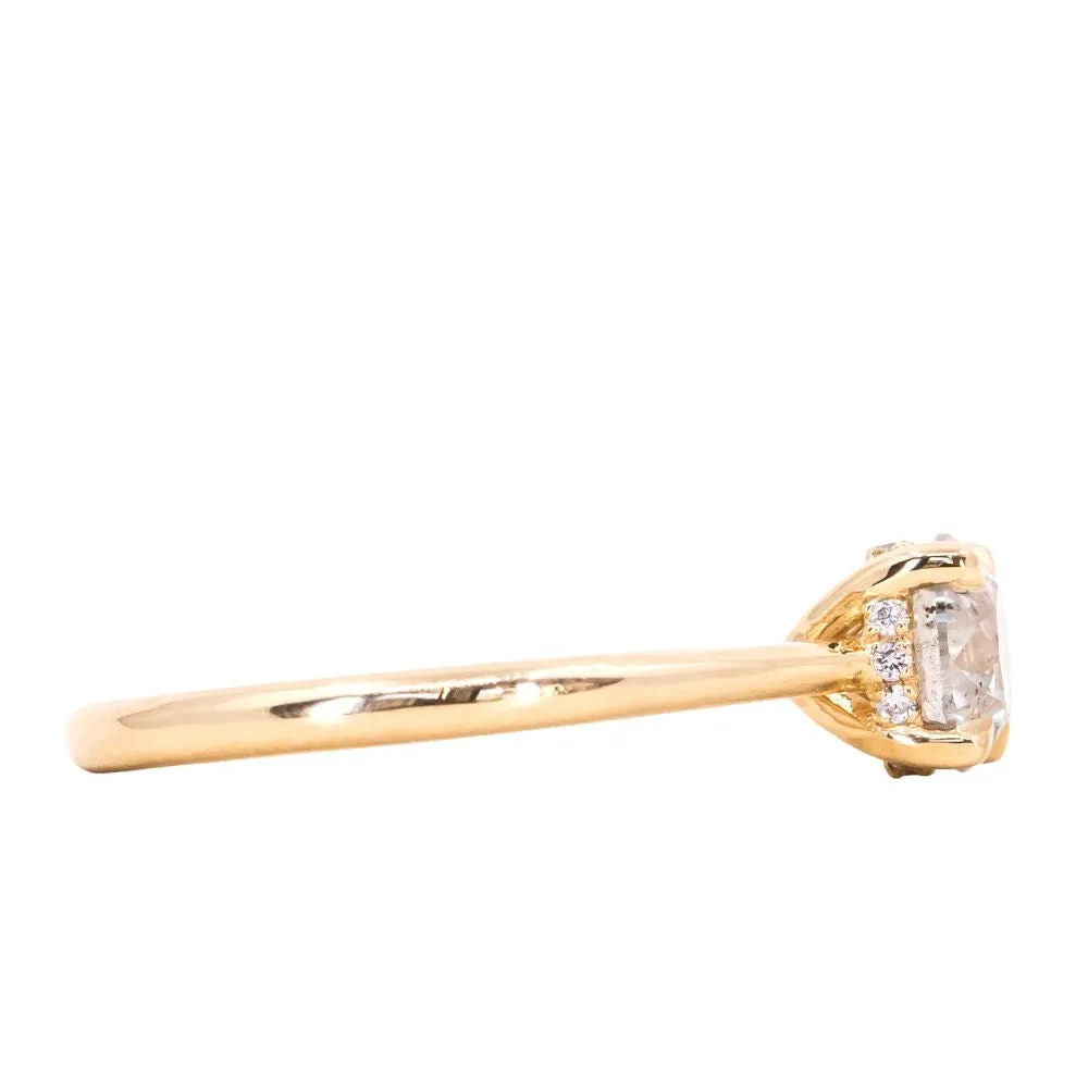 1.01ct Round Light Grey Diamond Hidden Halo Solitaire in 14k Yellow Gold