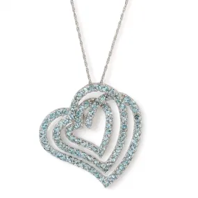 10K White gold Swiss topaz heart pendant Singapore chain-10121