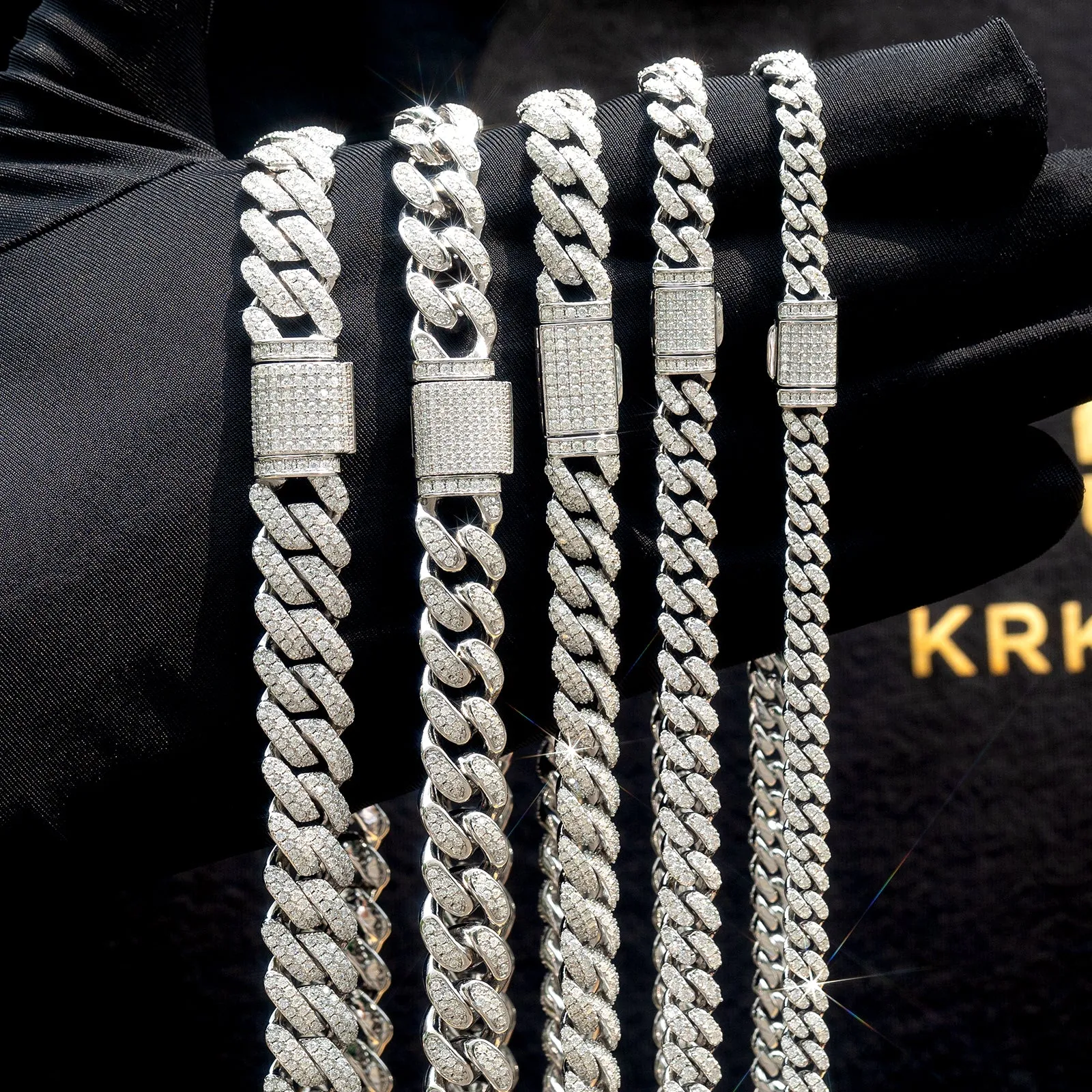 10mm Moissanite Cuban Link Chain Bracelet S925 Silver KRKC