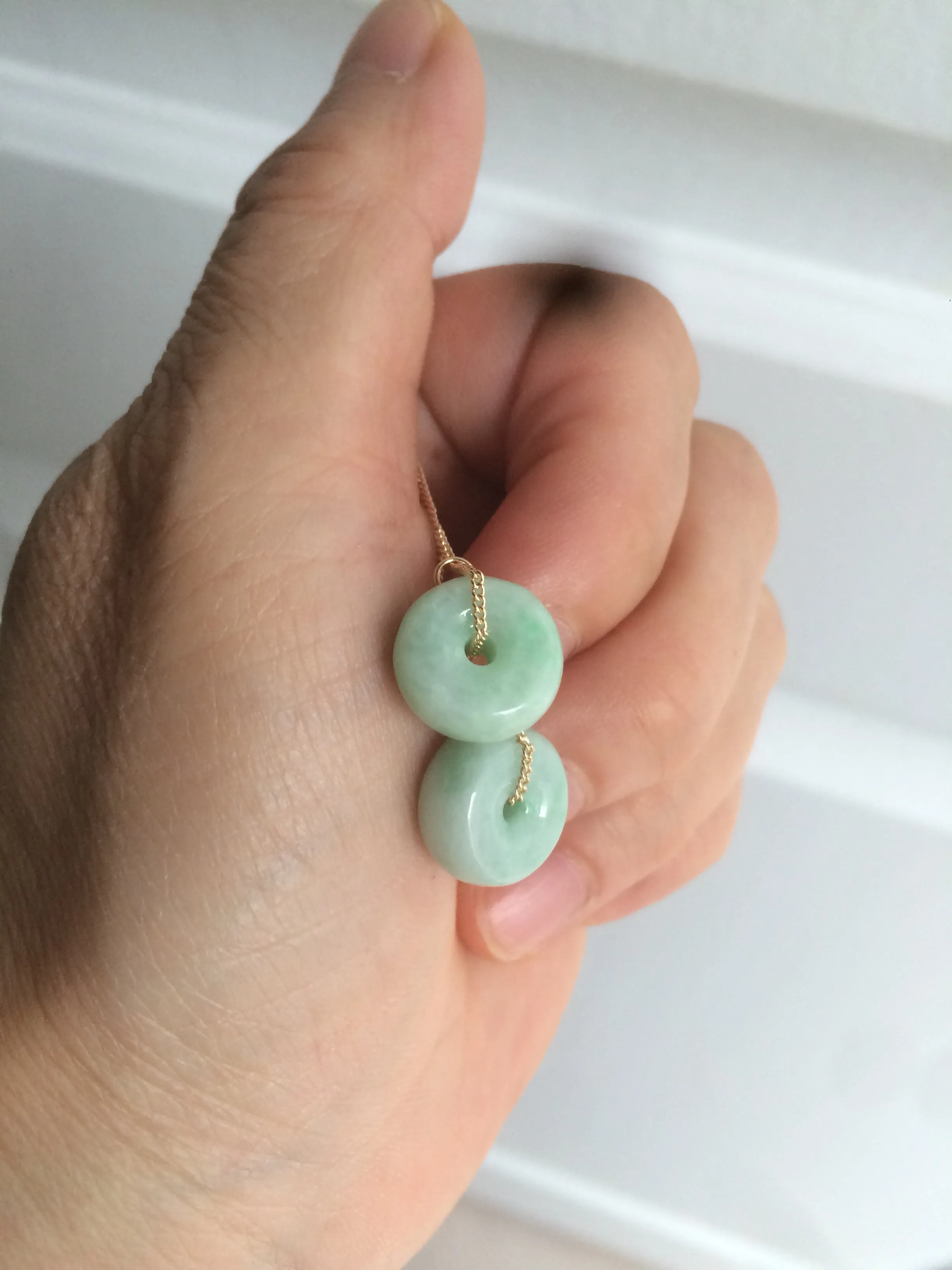 12.2mm 100% Natural safe and sound dangling jadeite Jade earring Y117(Add on item. No sale individually)