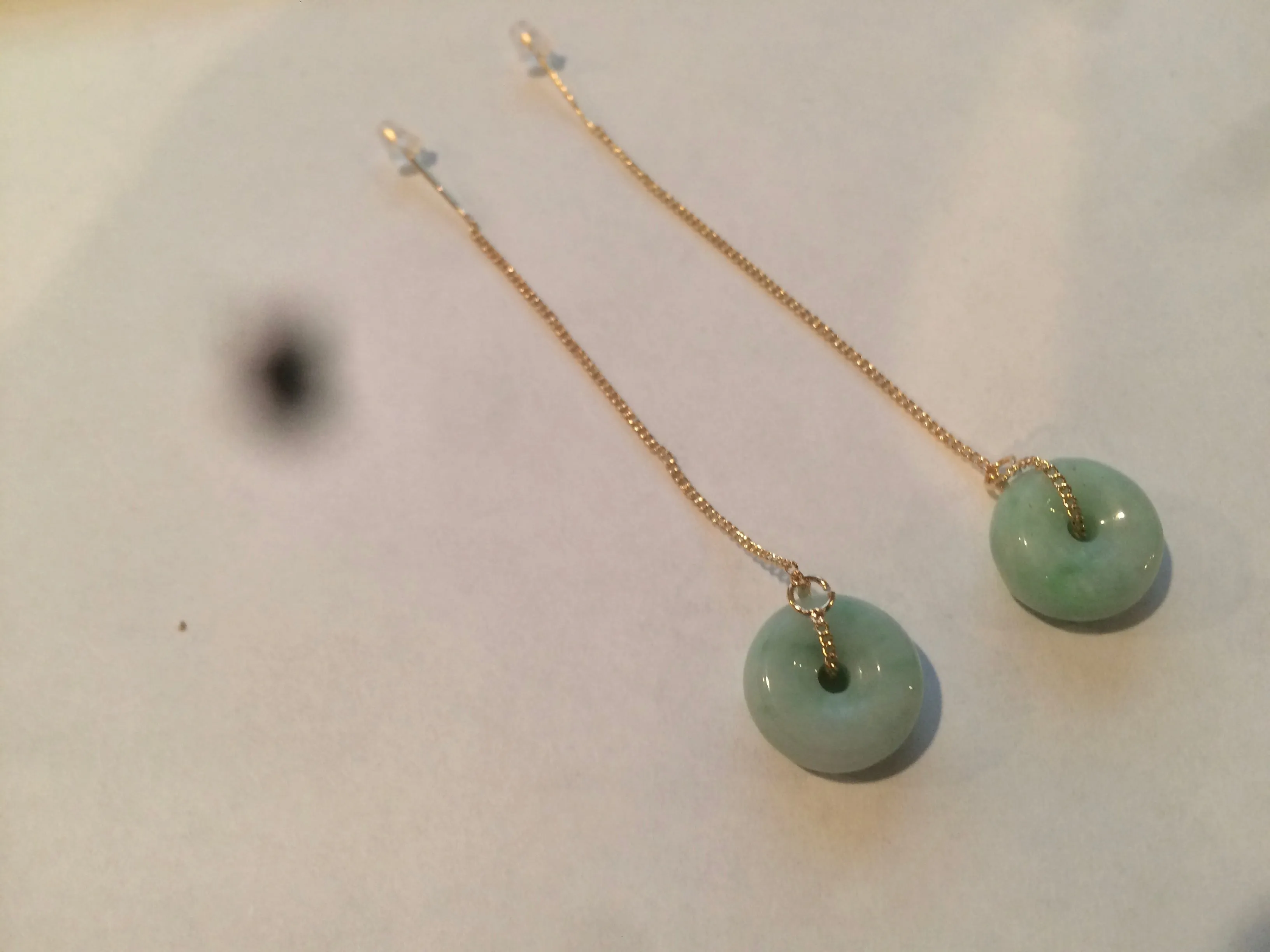 12.2mm 100% Natural safe and sound dangling jadeite Jade earring Y117(Add on item. No sale individually)