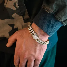 12mm Iced Out Cuban Link Bracelet in Gold