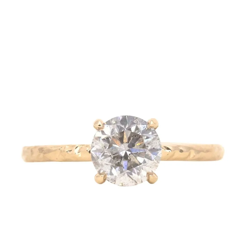 1.40ct Round Light Grey Diamond Evergreen Solitaire in 14k Yellow Gold