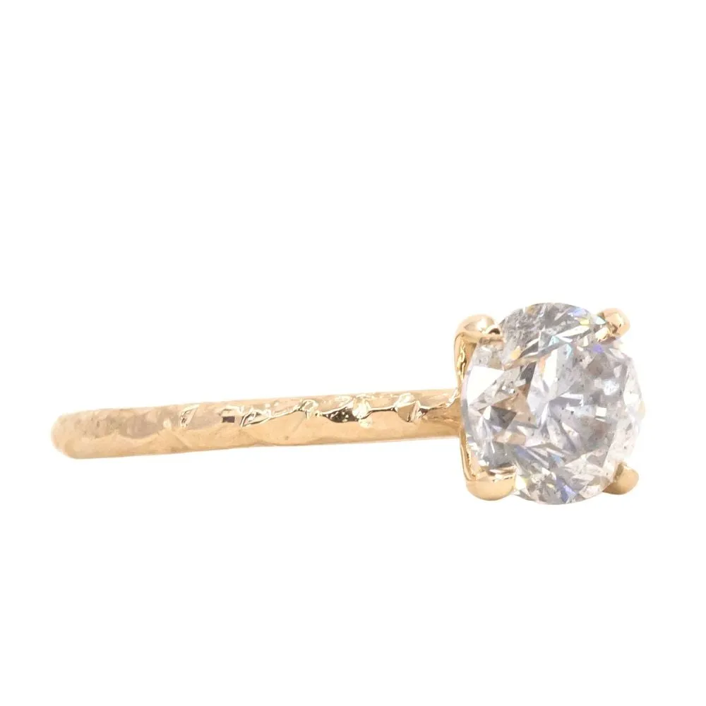 1.40ct Round Light Grey Diamond Evergreen Solitaire in 14k Yellow Gold