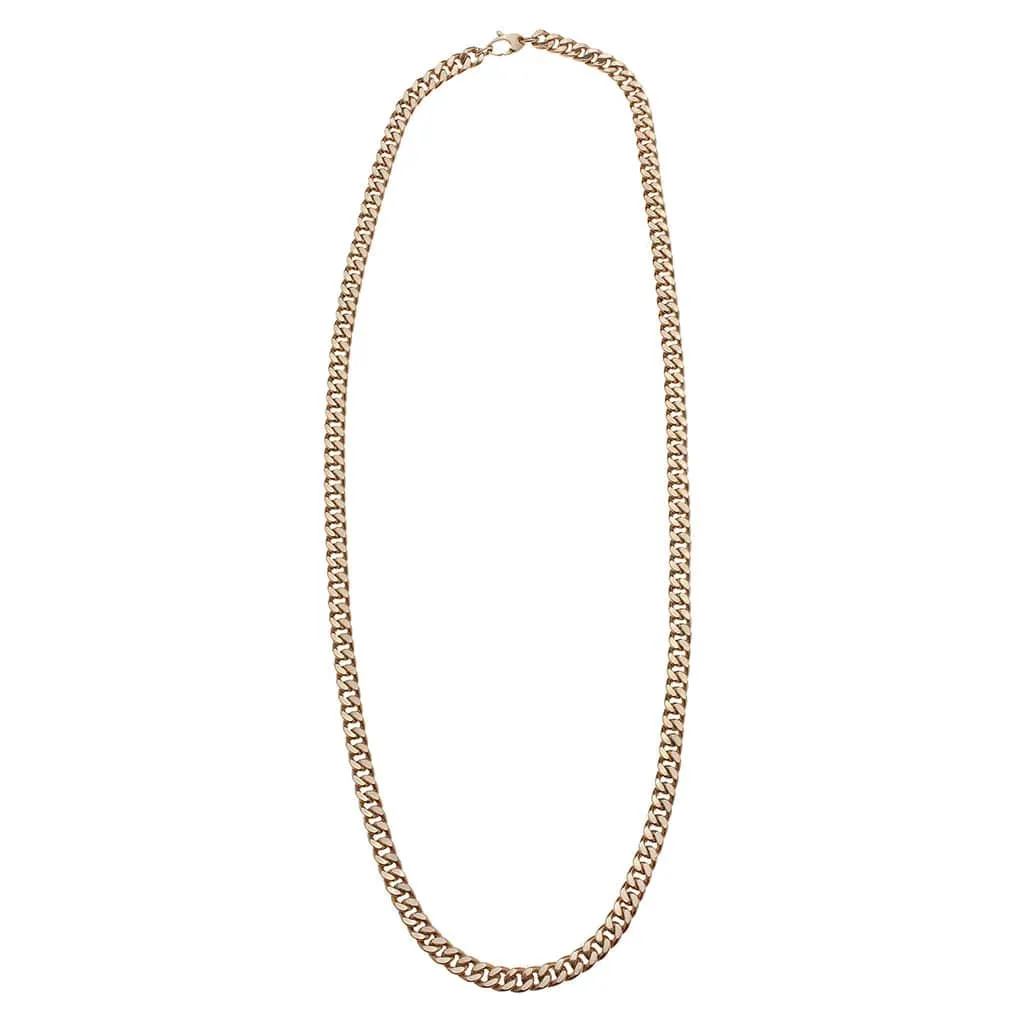 14K Gold Flat Cuban Link Necklace 6.5mm