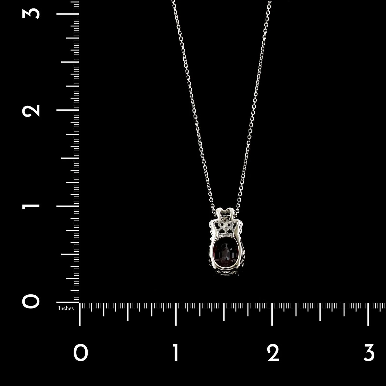 14K White Gold Estate Pink Tourmaline and Diamond Pendant Necklace