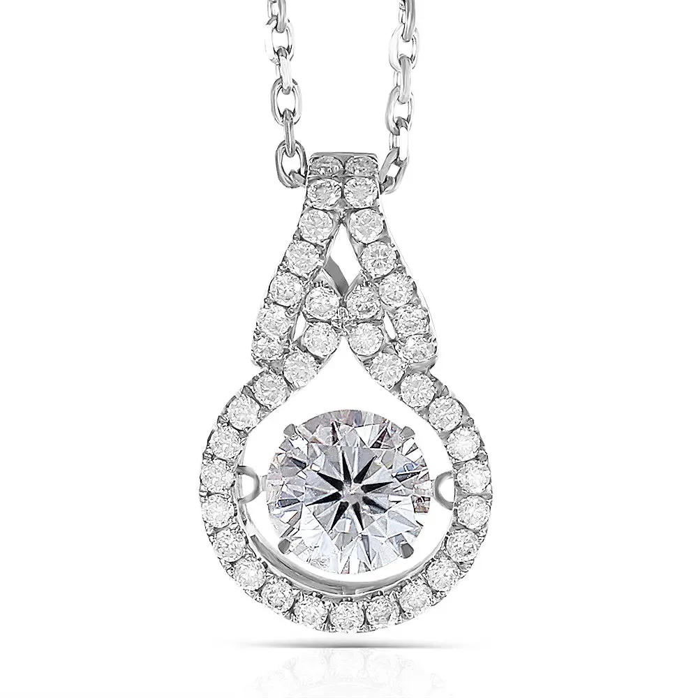 14k White Gold Moissanite Necklace / Pendant 1ct Center Stone