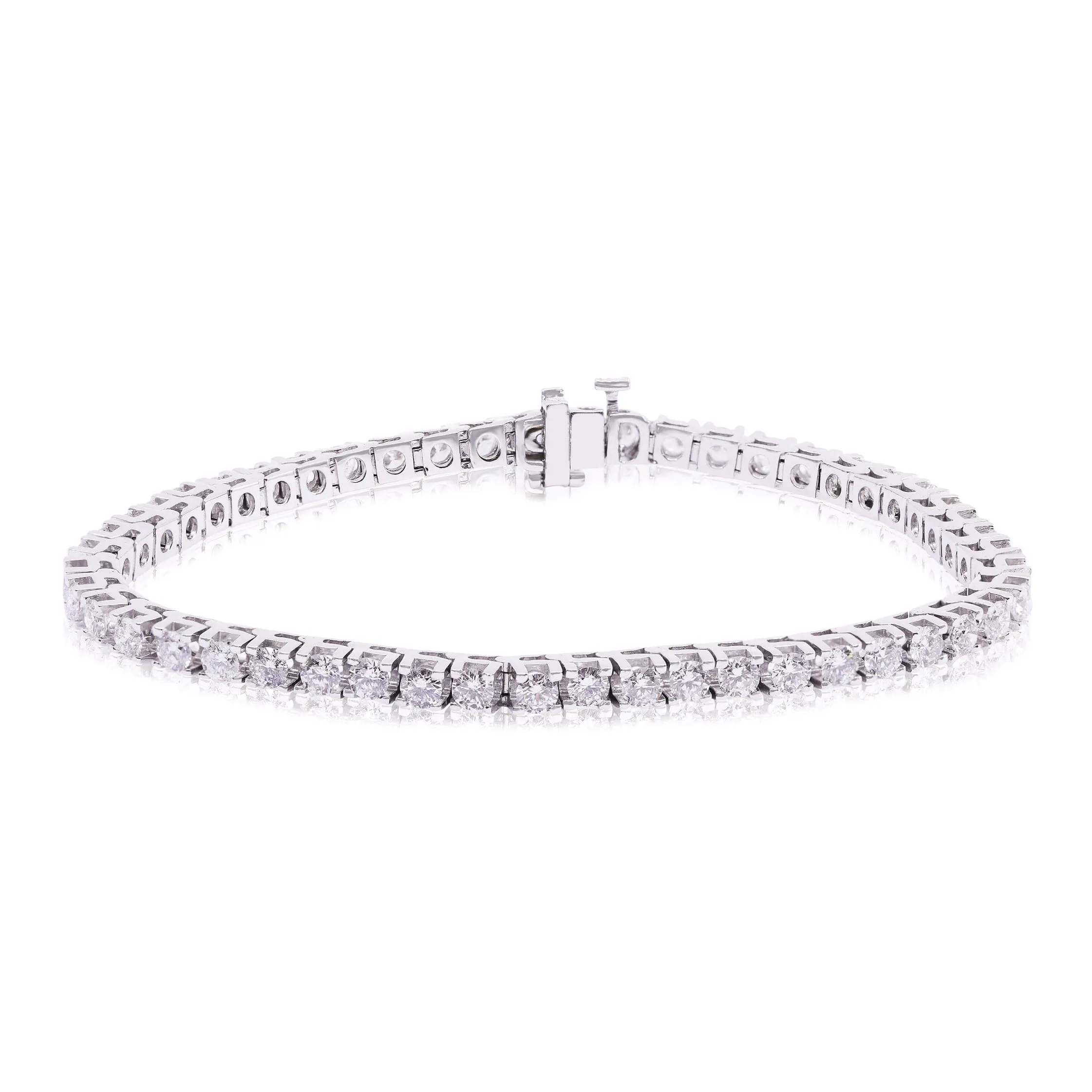 14K WHITE GOLD ROUND BRILLIANT CUT DIAMOND TENNIS BRACELET 5.00CTW