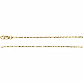 14K Yellow Gold Diamond Cut Rope Chain, 16 Inches Long 1.3 mm  - CH947