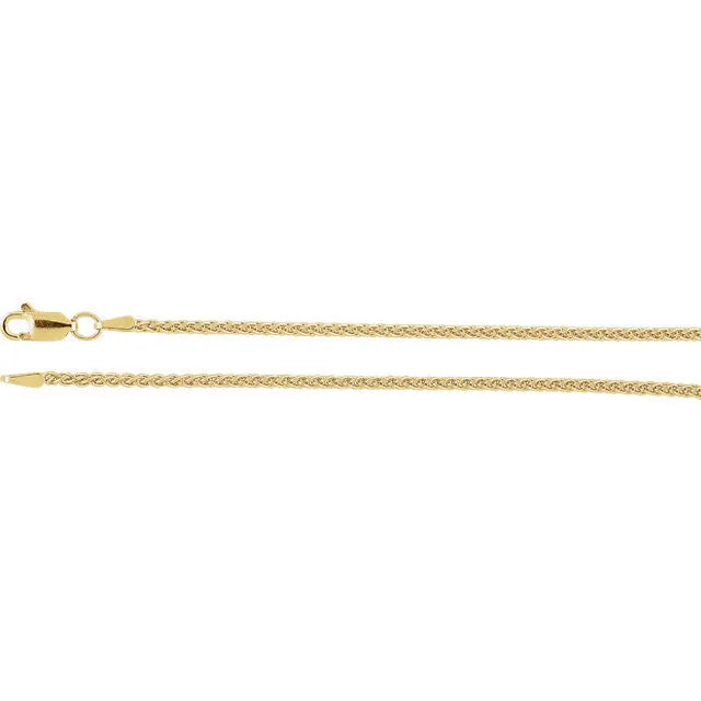 14K Yellow Gold Wheat Chain, 16 inches Long 1.8 mm  - CH971G