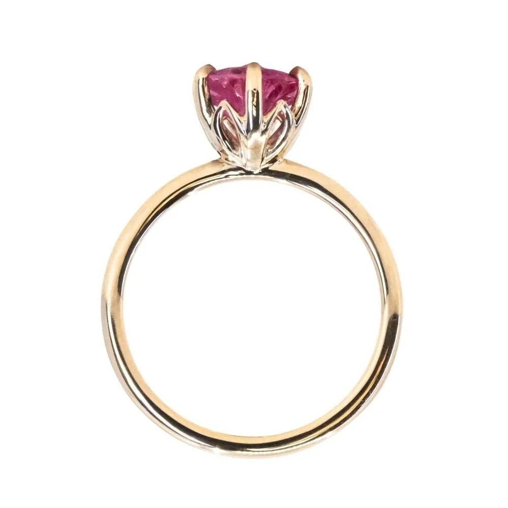 1.75ct Mozambique Pink Oval Sapphire Lotus Solitaire in 14k Yellow Gold