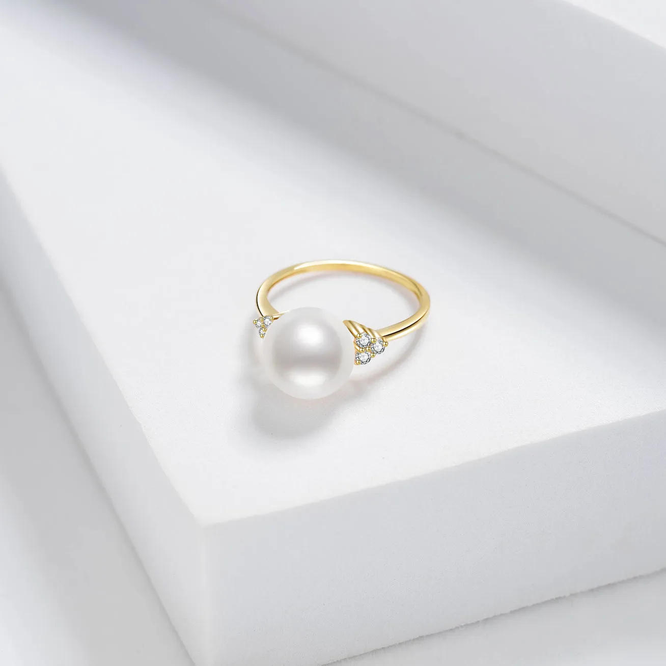 18K Gold Freshwater Pearl Ring KR00040 | STARRY