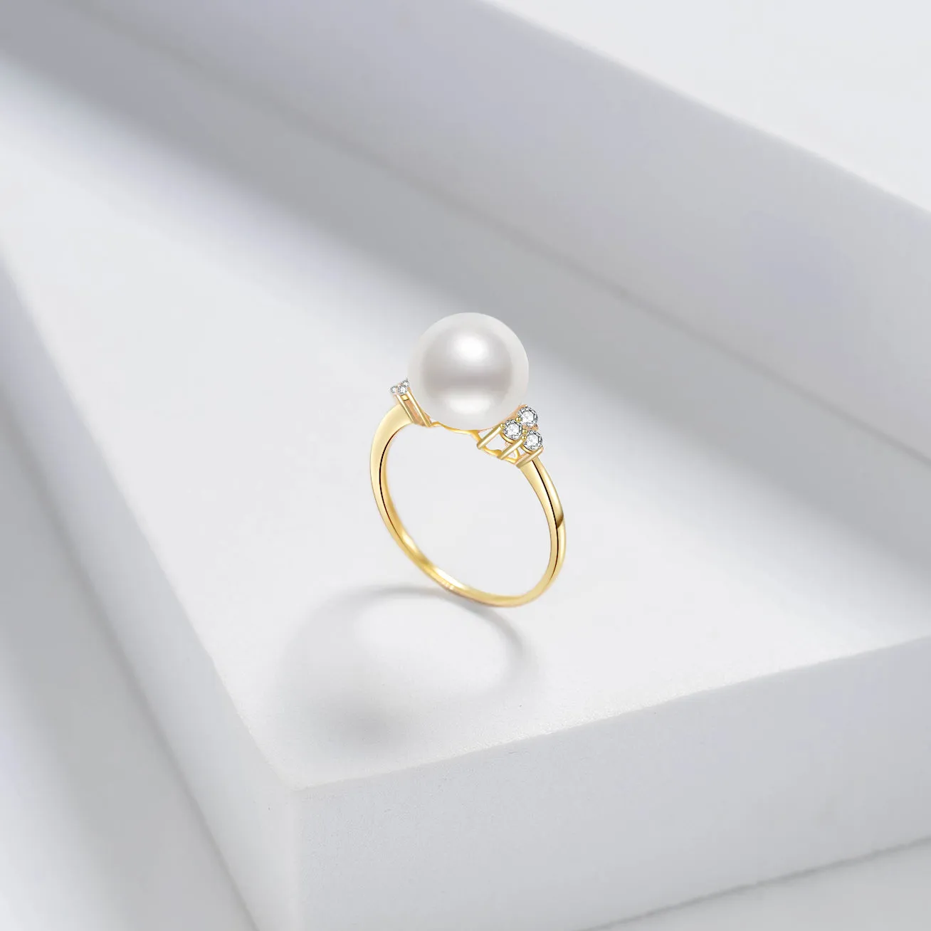 18K Gold Freshwater Pearl Ring KR00040 | STARRY