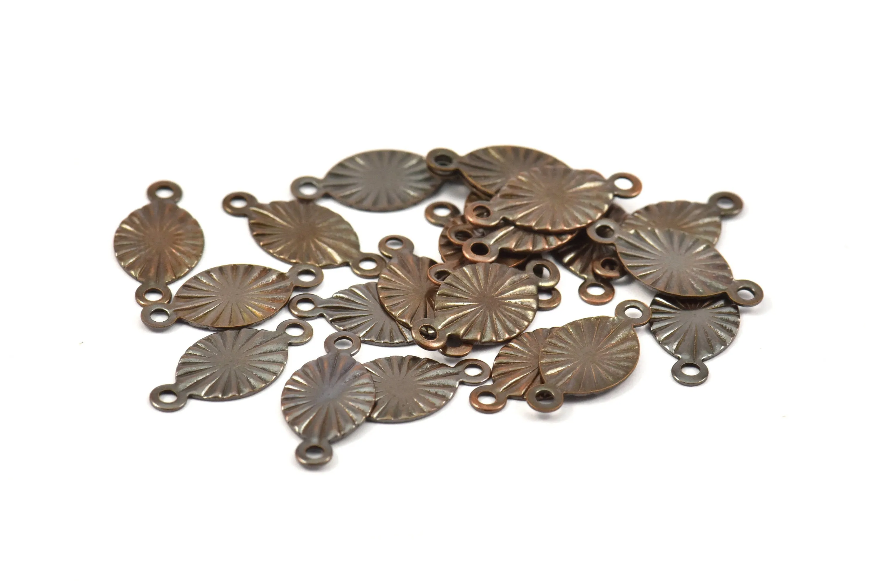 2 Holes Connector, 50 Antique Copper Oval Connectors with 2 Holes, Charms  (16x7mm) K163