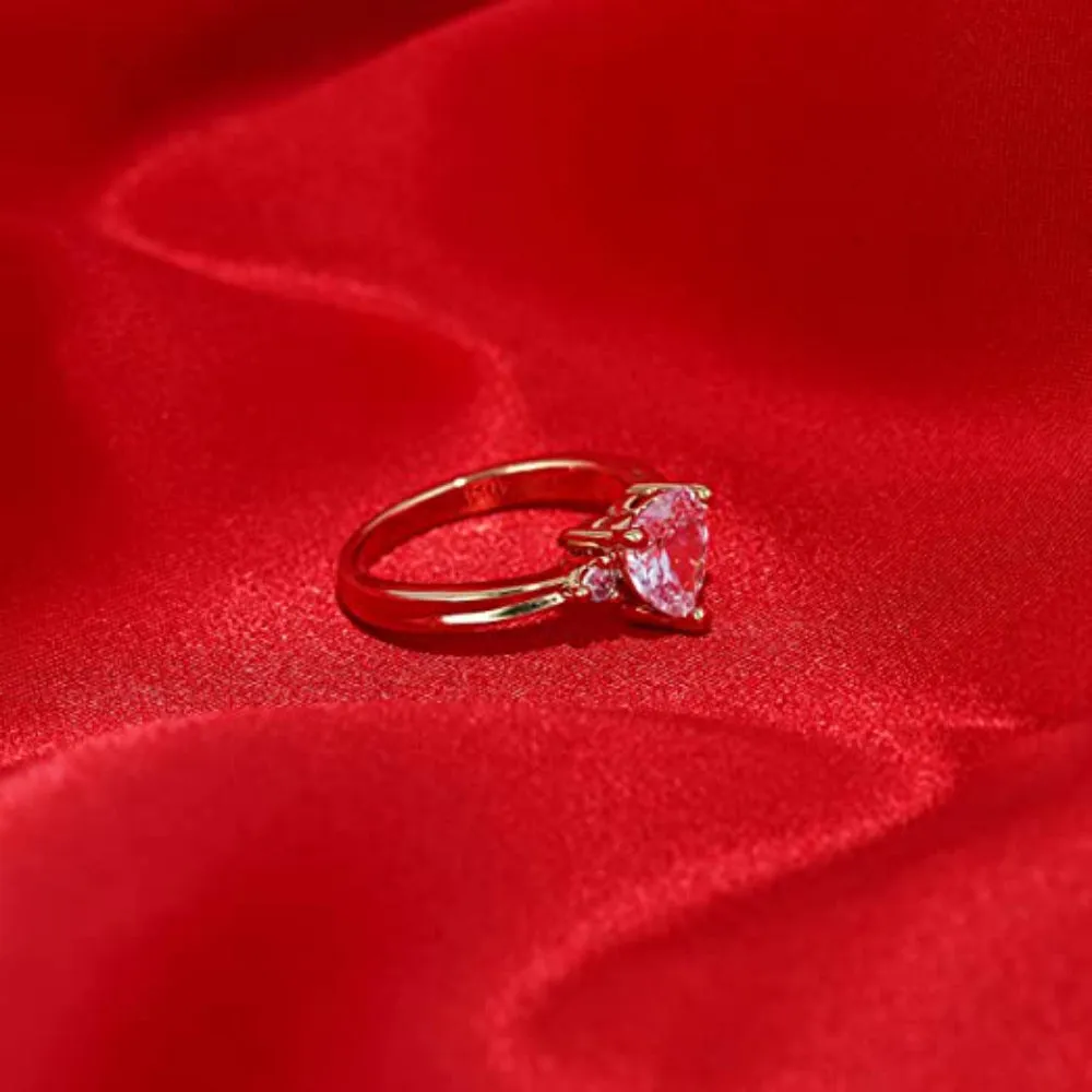 3-Stone Cubic Zirconia Heart Ring