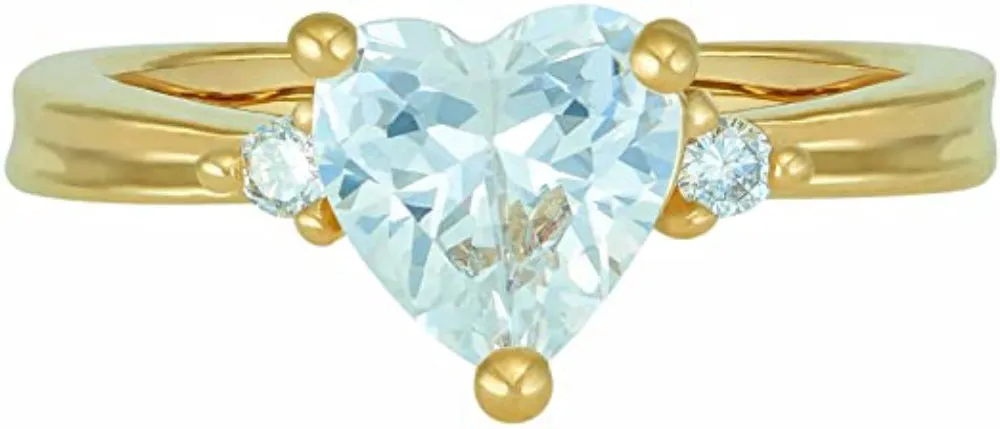 3-Stone Cubic Zirconia Heart Ring