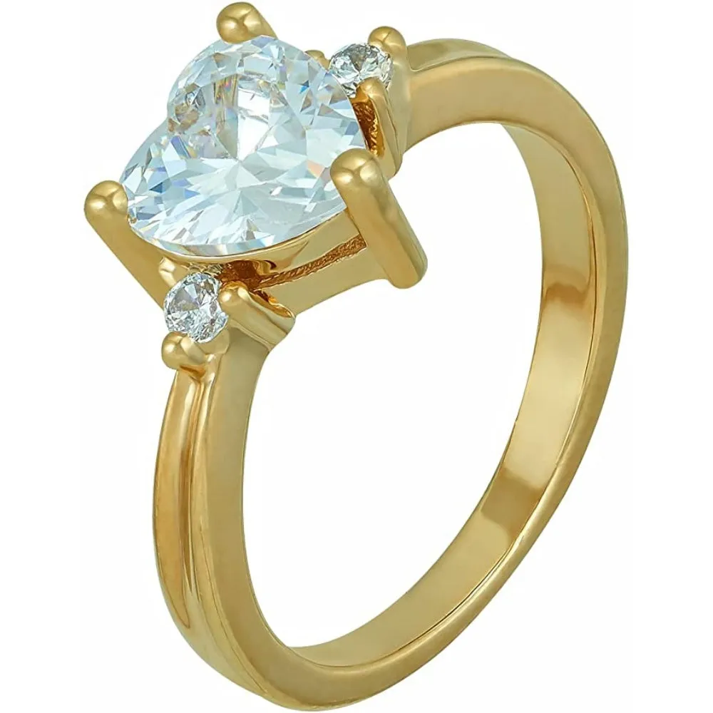 3-Stone Cubic Zirconia Heart Ring