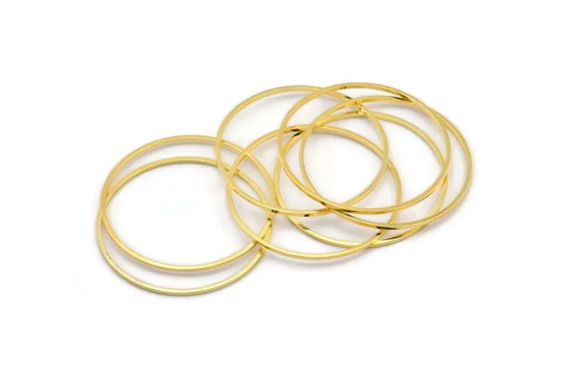 35mm Circle Connector, 12 Gold Tone Brass Circle Connectors (35x1mm) D1495