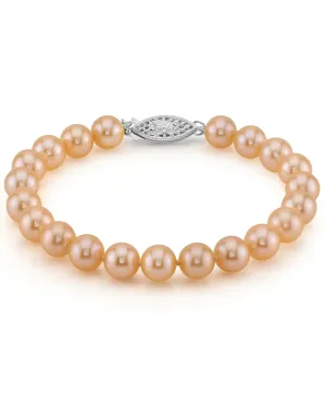 7.0-7.5mm Peach Freshwater Pearl Bracelet - AAAA Quality