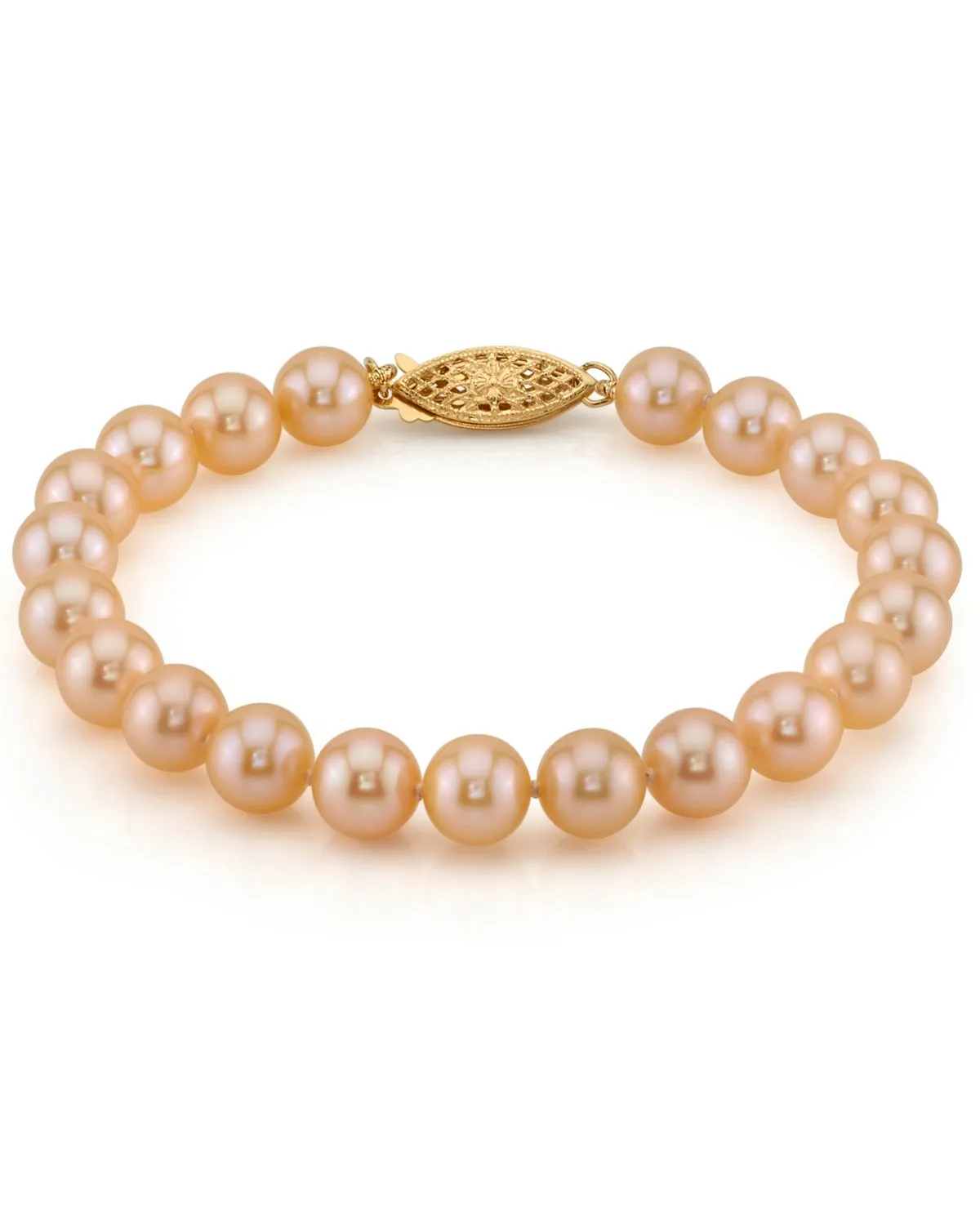 7.0-7.5mm Peach Freshwater Pearl Bracelet - AAAA Quality