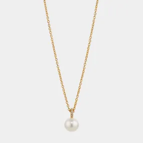 8MM GENUINE FRESHWATER PEARL AND PAVE CZ PENDANT