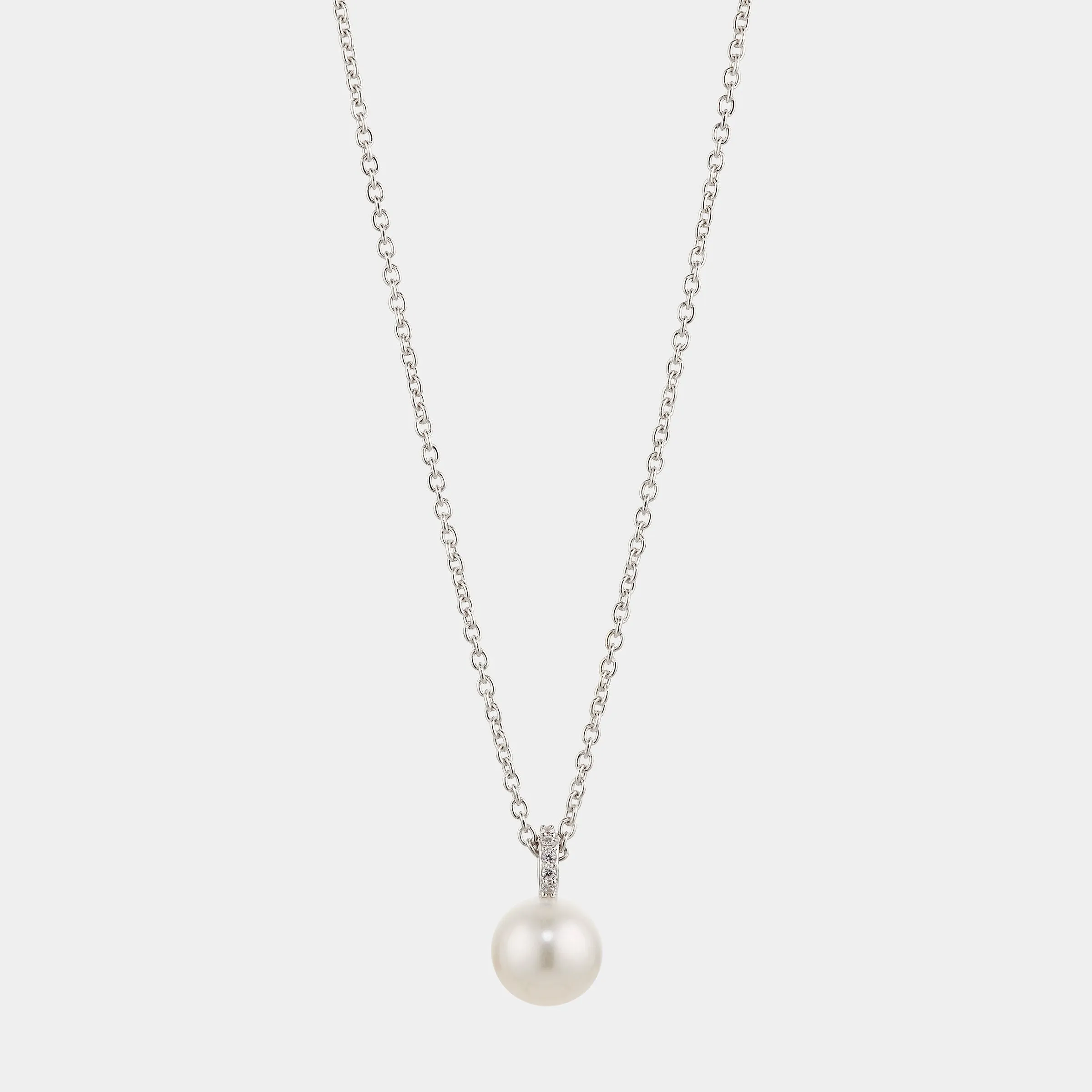 8MM GENUINE FRESHWATER PEARL AND PAVE CZ PENDANT