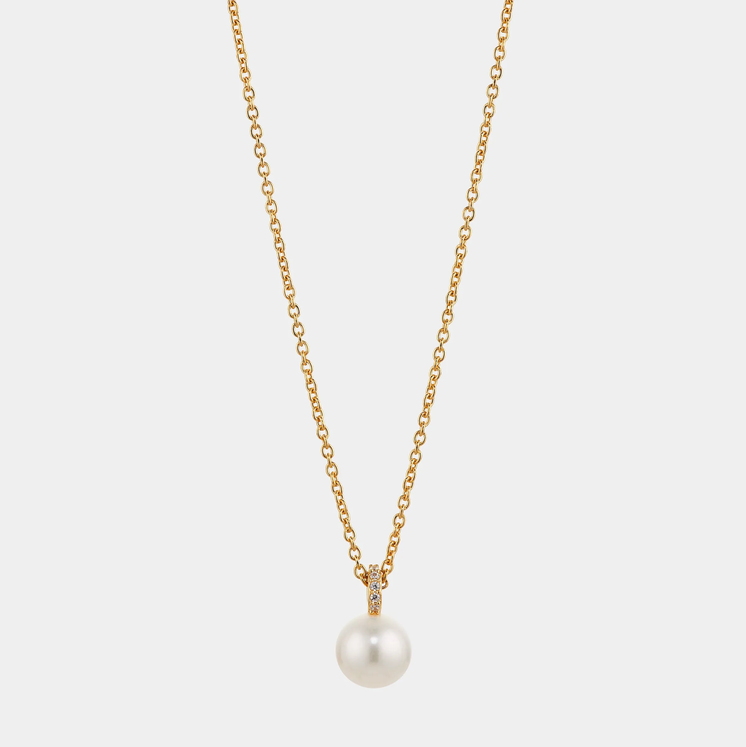 8MM GENUINE FRESHWATER PEARL AND PAVE CZ PENDANT