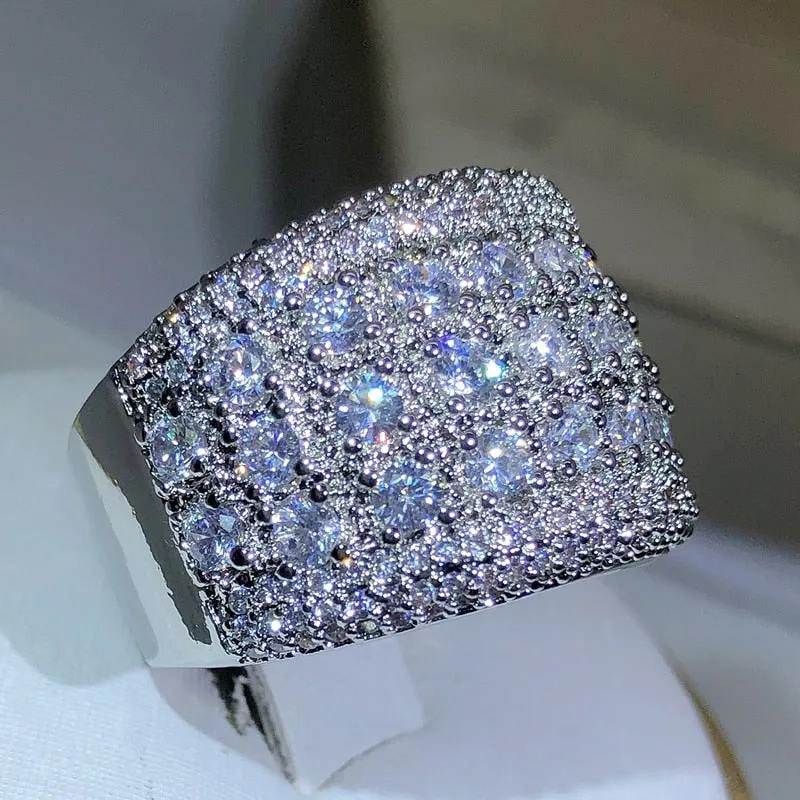 925 Micro-Pave Created White Sapphire Wide Cocktail Ring