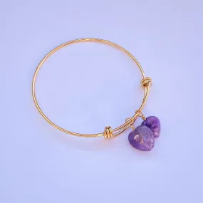 Amethyst Heart Bangle Bracelet