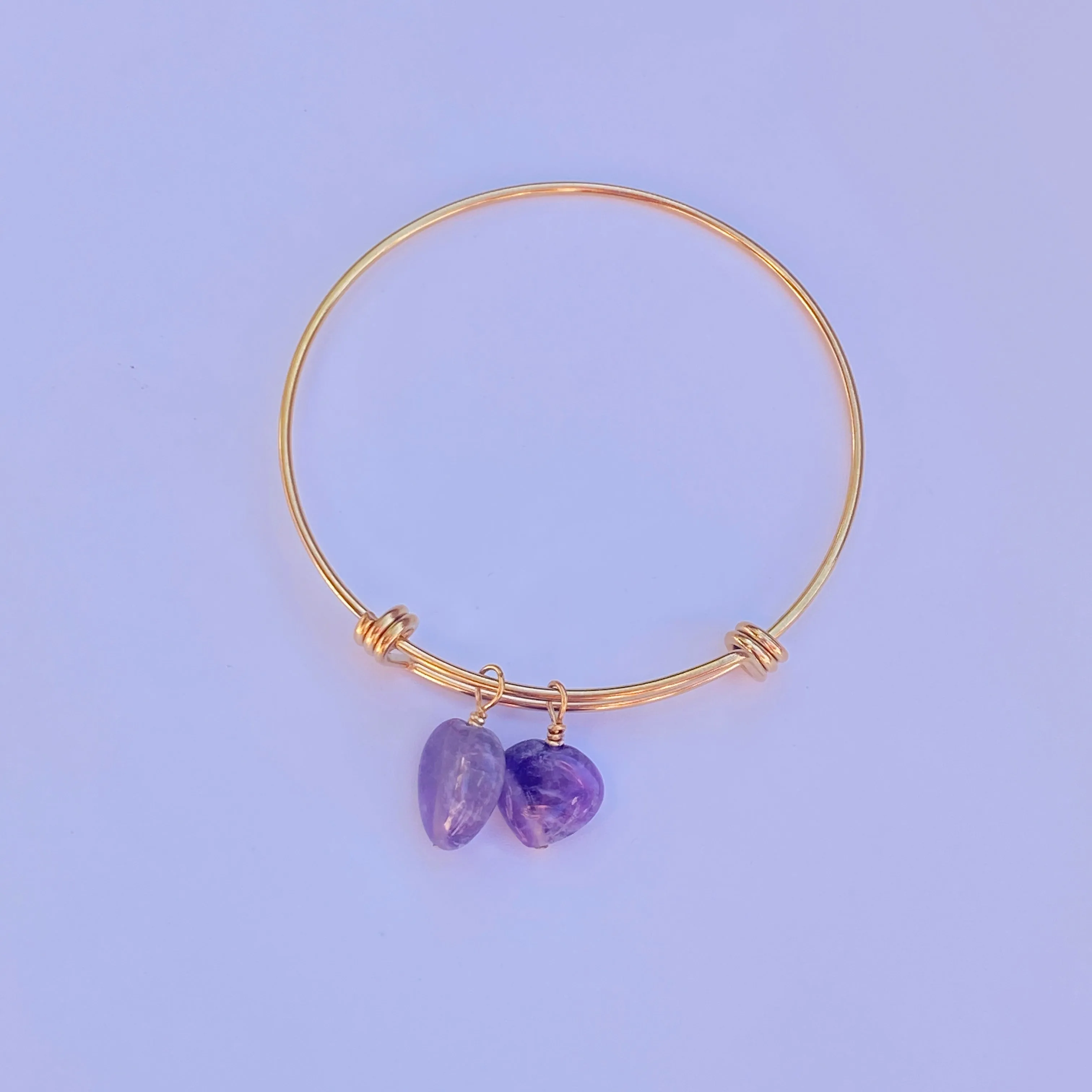 Amethyst Heart Bangle Bracelet