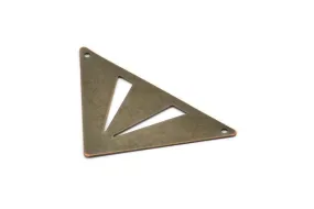 Antique Brass Triangle, 10 Antique Brass Triangle Pendants 2 Holes (45x35x35mm) K107