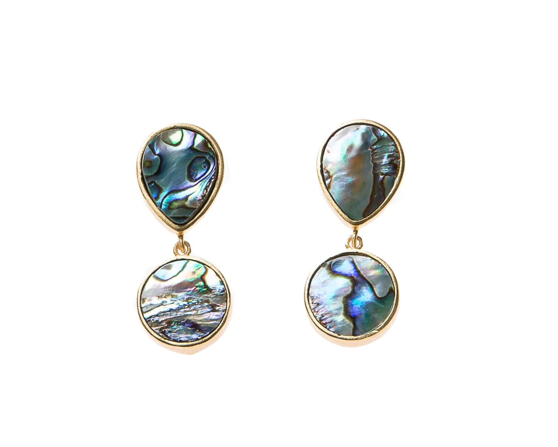 Anya Earrings (Teardrop & Round Abalone)