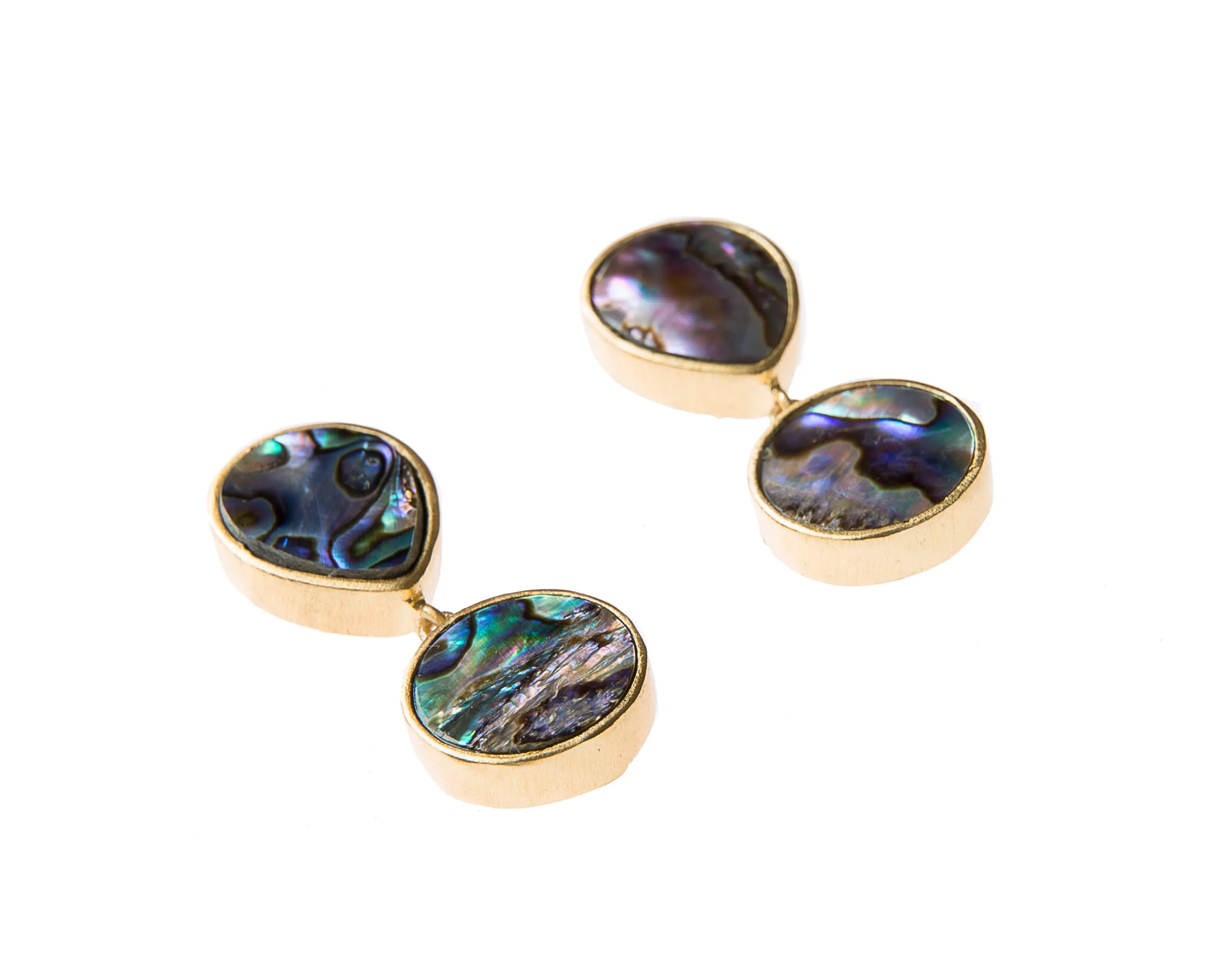 Anya Earrings (Teardrop & Round Abalone)