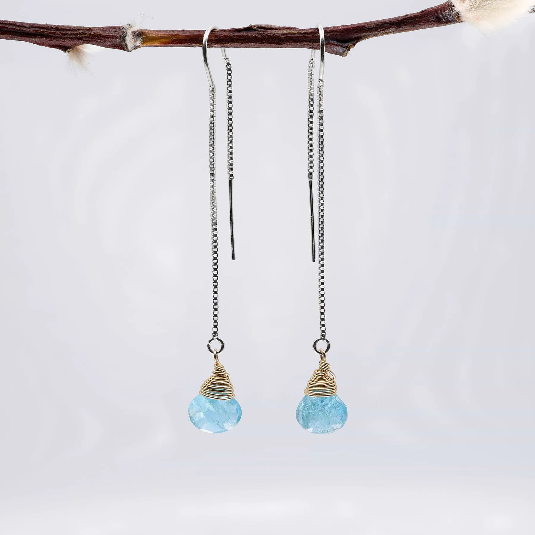 Apatite Silver Thread Earrings