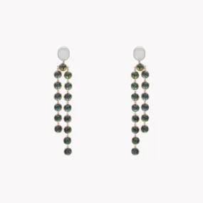 Aqua Cabochon & Round Tourmaline Drop Earrings