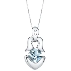 Aquamarine Pendant Sterling Silver Cushion Cut 0.75 carat