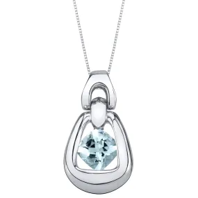 Aquamarine Pendant Sterling Silver Cushion Cut 0.75 Carat