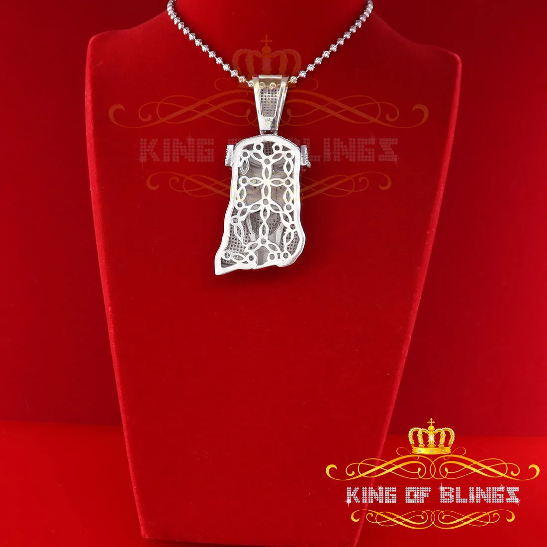 Attractive 7.90ct Cubic Zirconia White Sterling Silver Jesus face Shape Pendant