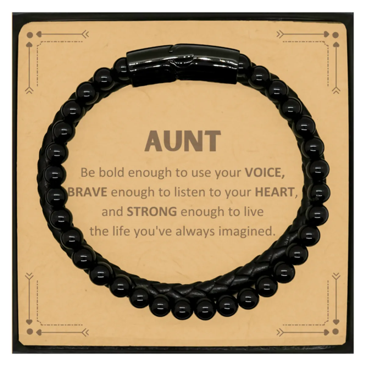 Aunt Stone Leather Bracelets, Live the life you've always imagined, Inspirational Gifts For Aunt, Birthday Christmas Motivational Gifts For Aunt