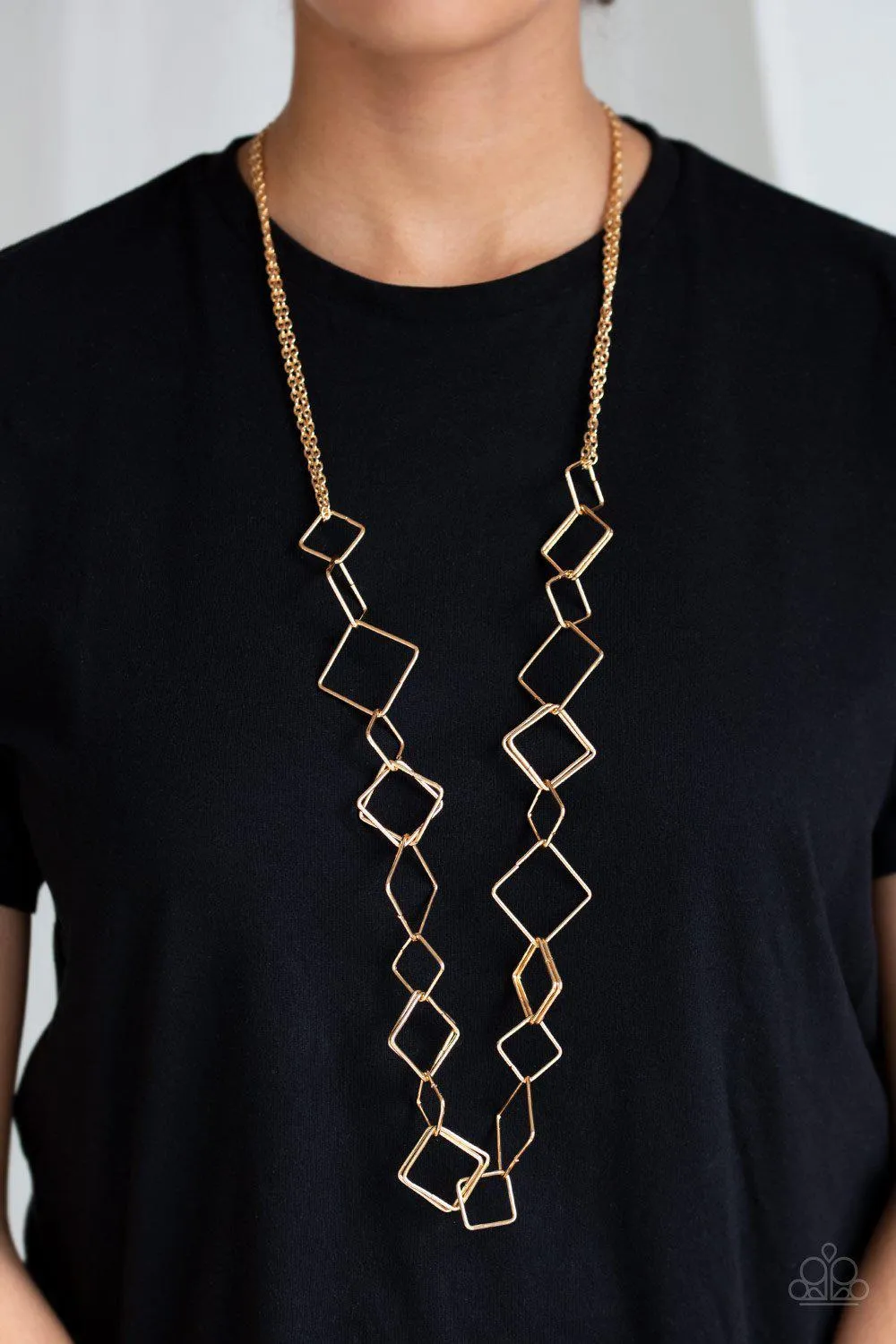 Backed Into A Corner Gold Necklace - Paparazzi Accessories