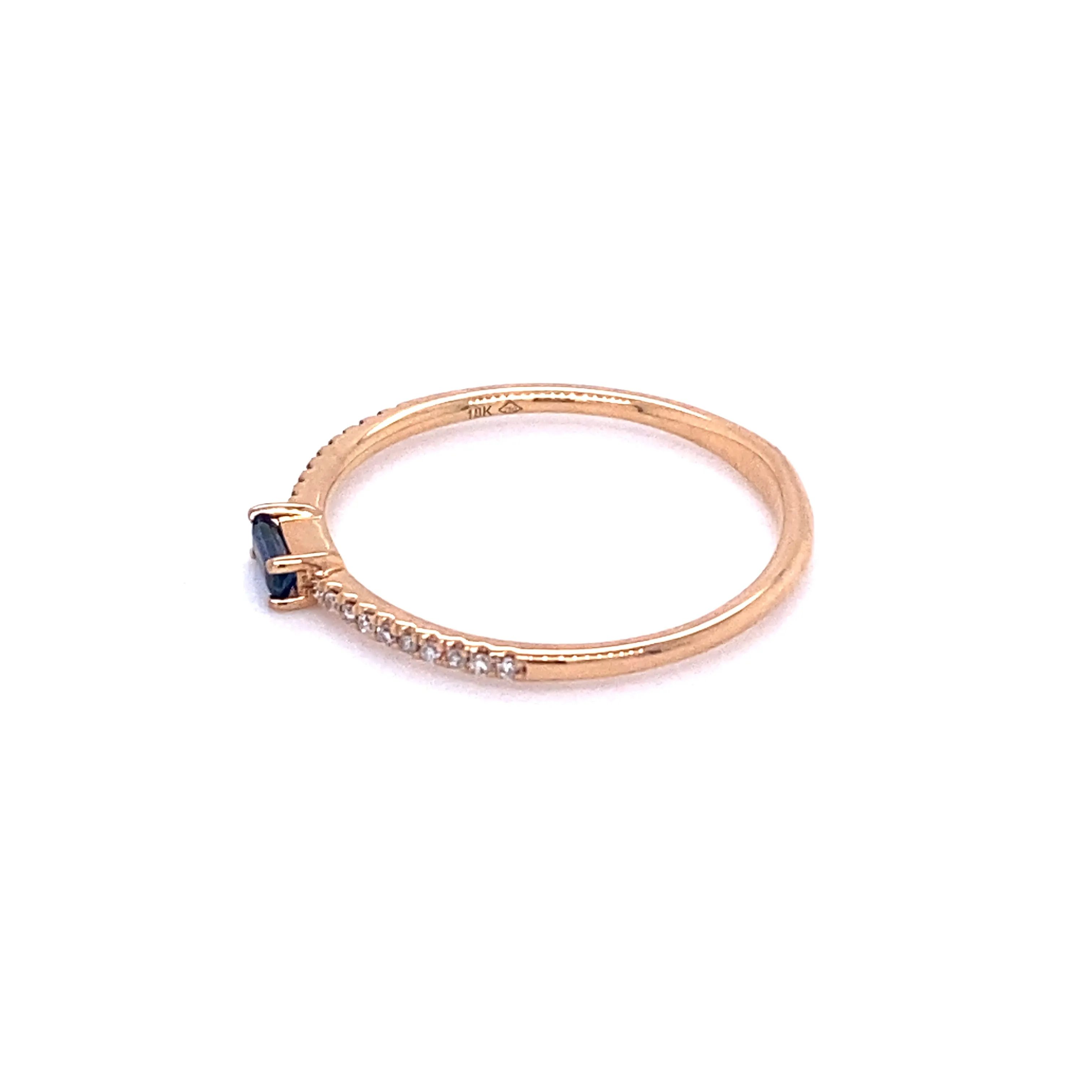 Baguette Blue Sapphire and Diamond Rose Gold Stacker